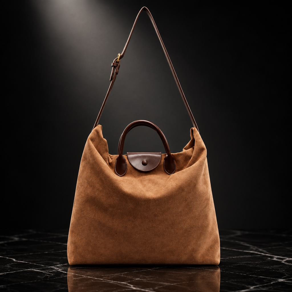 Faux Suede Vintage Tote Bag