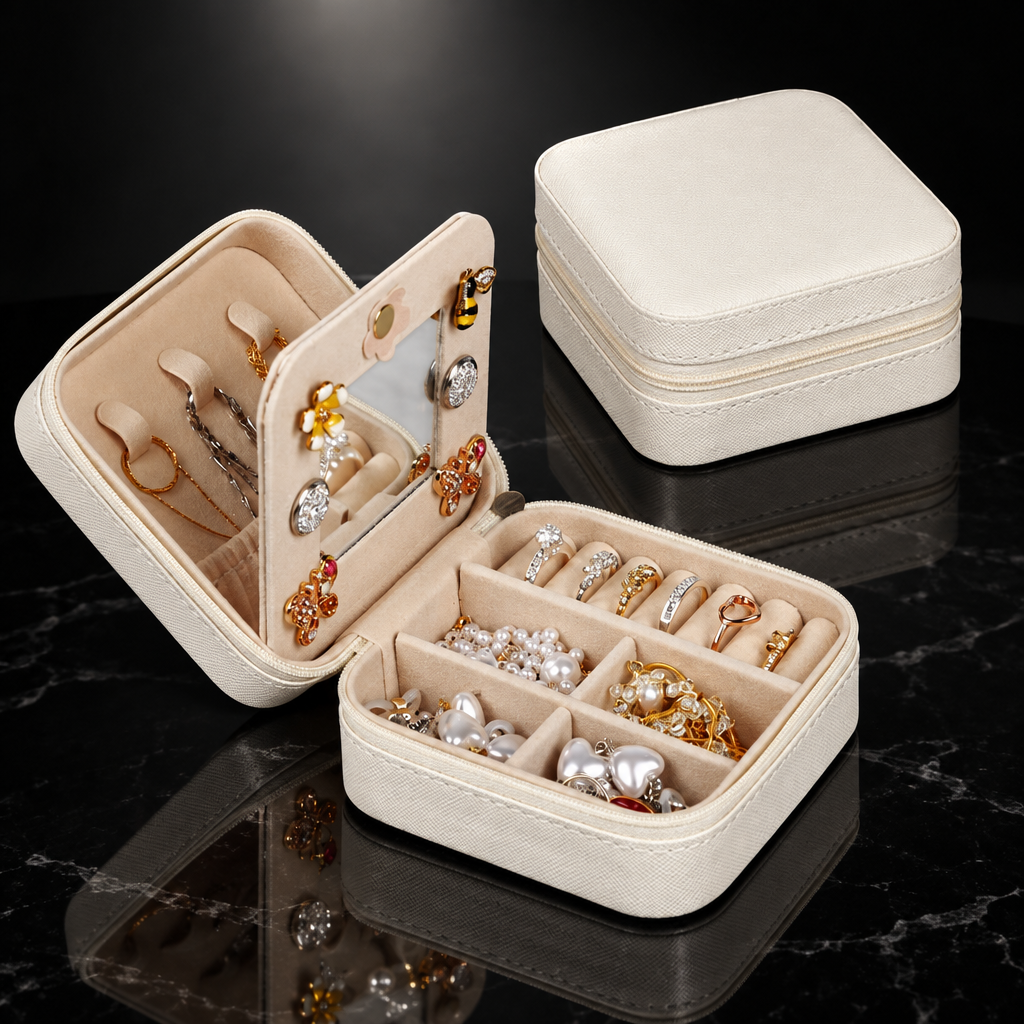 Portable Leather Jewelry Box
