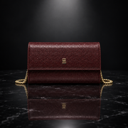 Faux Leather Chain-Strap Clutch Bag
