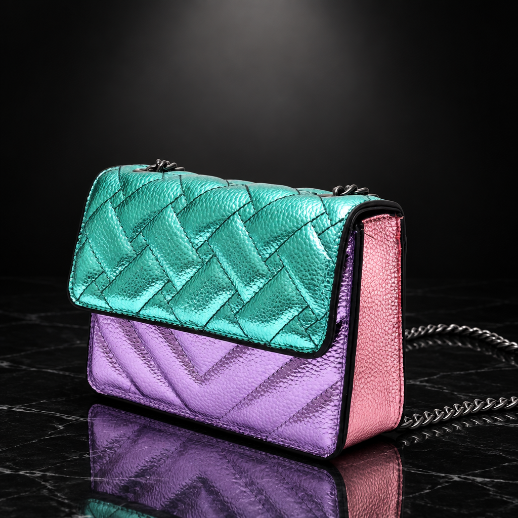 Metallic Patchwork Quilted Crossbody Bag