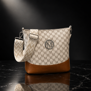 M Badge Multi-Pocket Faux-Leather Crossbody Bag
