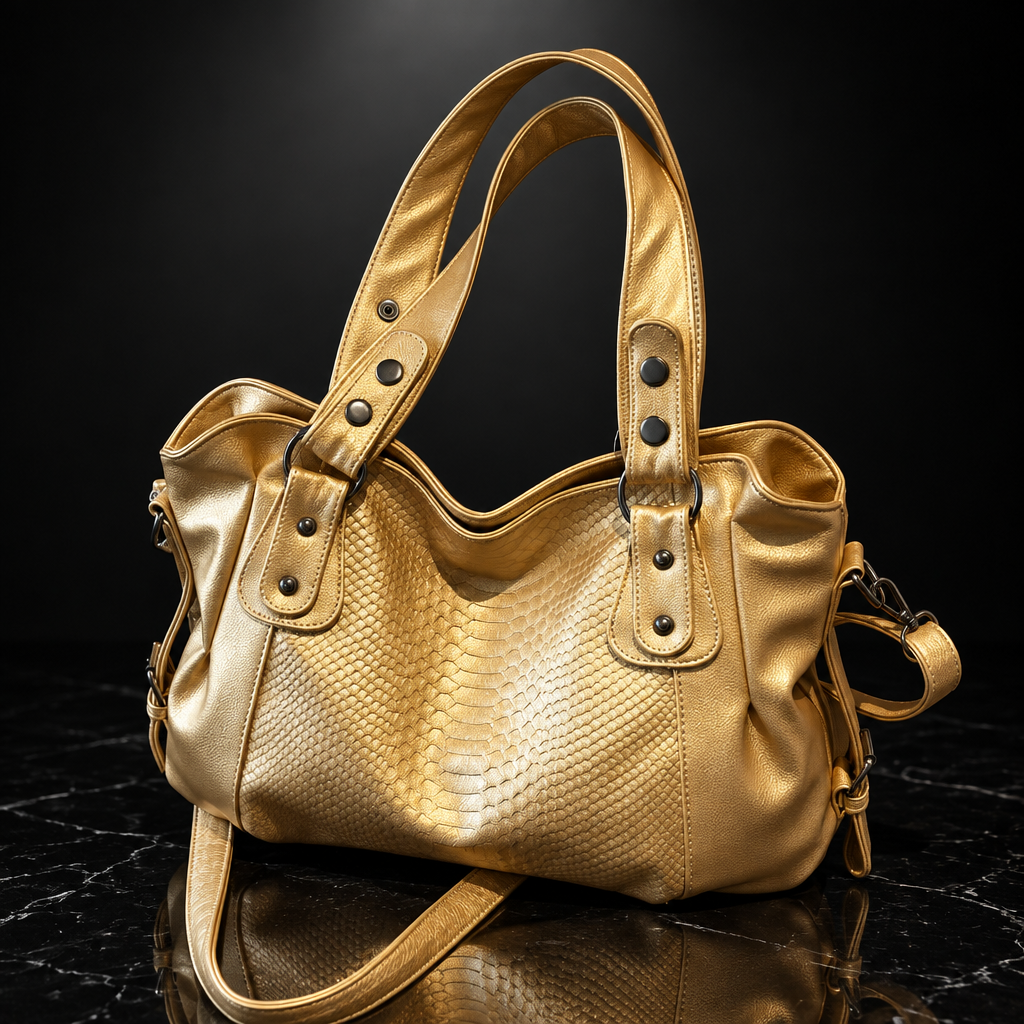 Textured Faux-Leather Convertible Bag with Zip Top