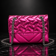 Quilted Metallic Flap Shoulder Bag