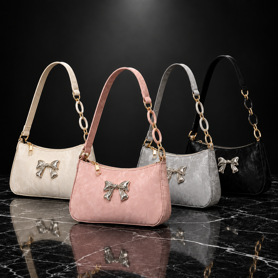 Bow Faux Leather Shoulder Bag