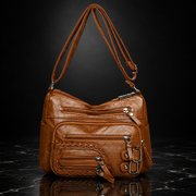 Multi Pockets Faux Leather Shoulder Bag