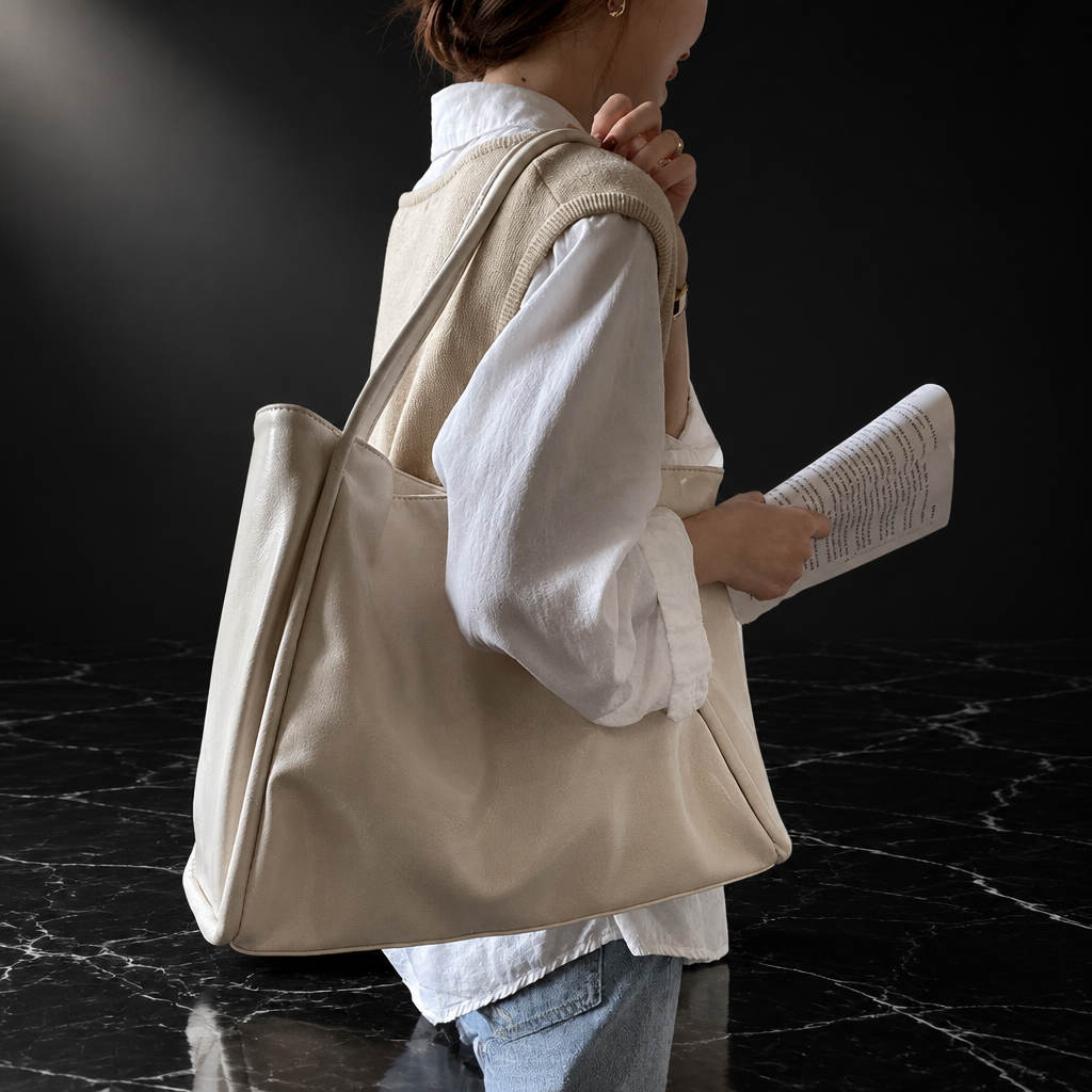 Open-Top Commuter Tote with Phone Pockets