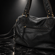 Rivet-Detail Washed-Finish Shoulder Bag