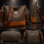 M Badge Multi-Pocket Faux-Leather Crossbody Bag