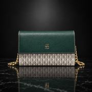 Faux Leather Chain-Strap Clutch Bag