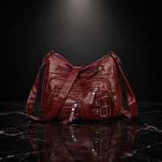 Multi Pockets Faux Leather Shoulder Bag