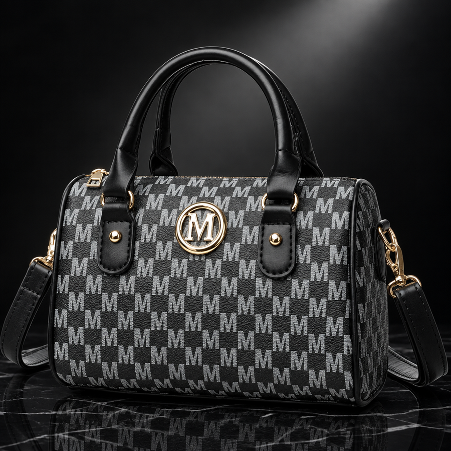 Faux Leather Alphabet Crossbody Bag