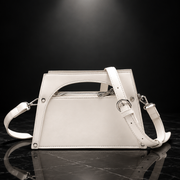 Metal-Frame Buckle Faux-Leather Top-Handle Bag