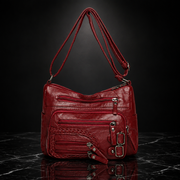 Multi Pockets Faux Leather Shoulder Bag