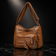 Multi Pockets Faux Leather Shoulder Bag