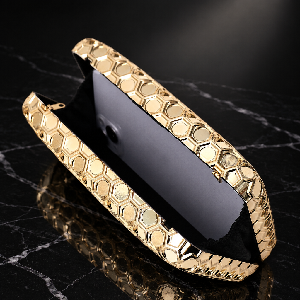 Gold Honeycomb Evening Minaudiere