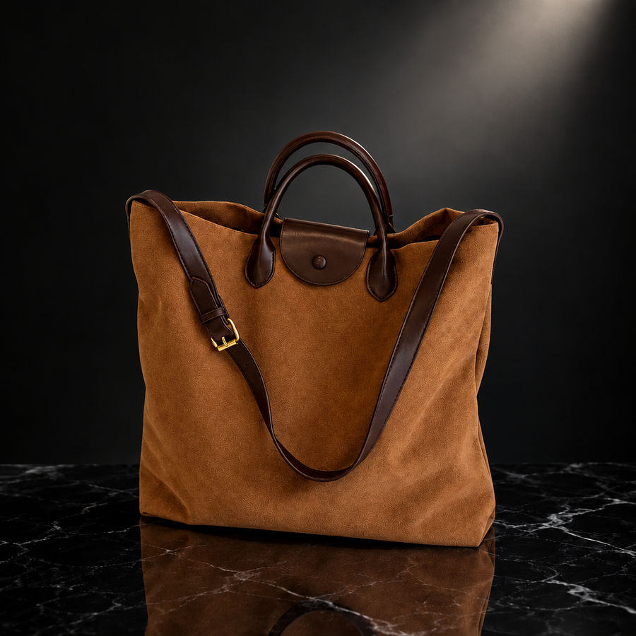 Faux Suede Vintage Tote Bag