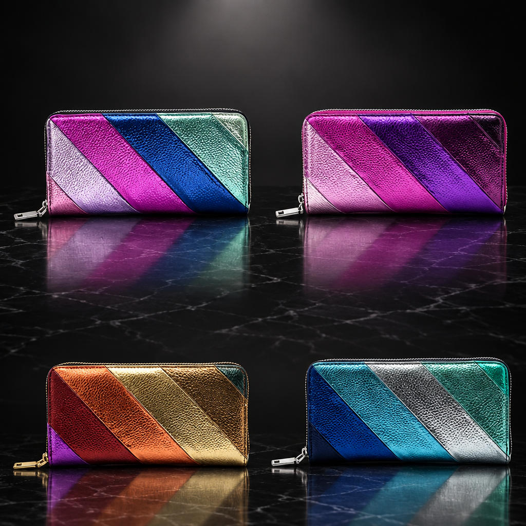 Metallic Striped Phone Wallet
