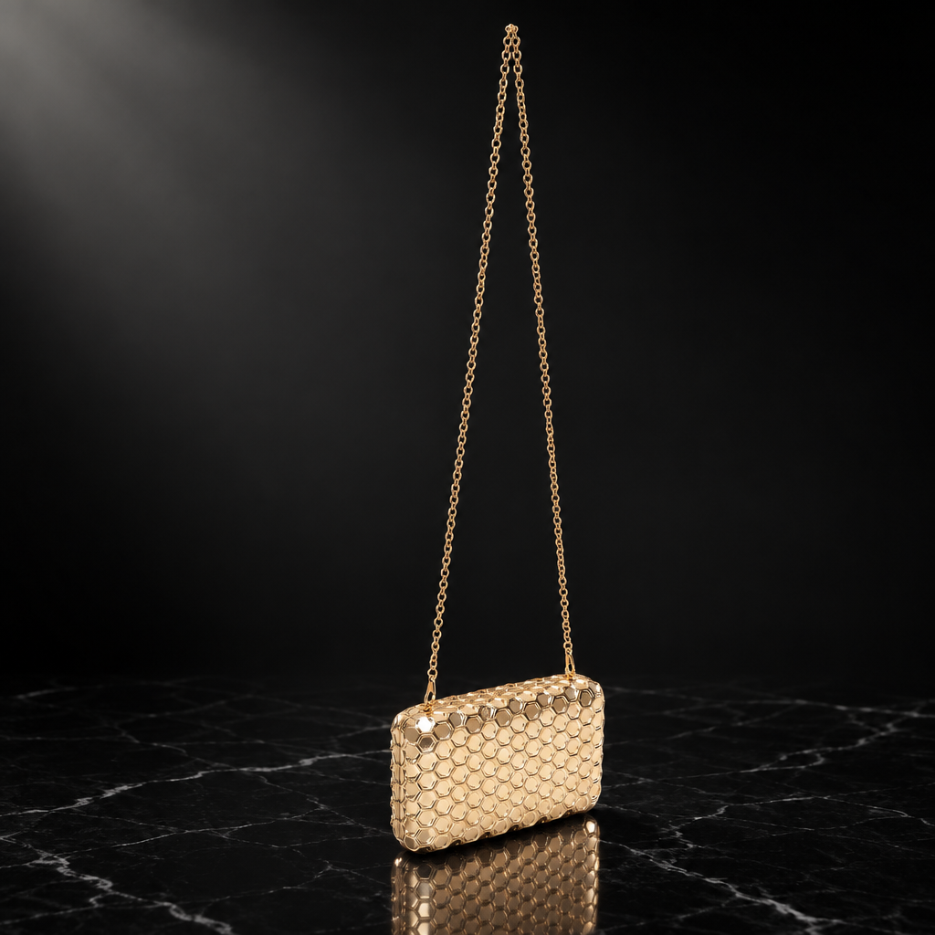 Gold Honeycomb Evening Minaudiere