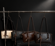 Tassel-Detail Vintage Faux-Leather Shoulder Bag