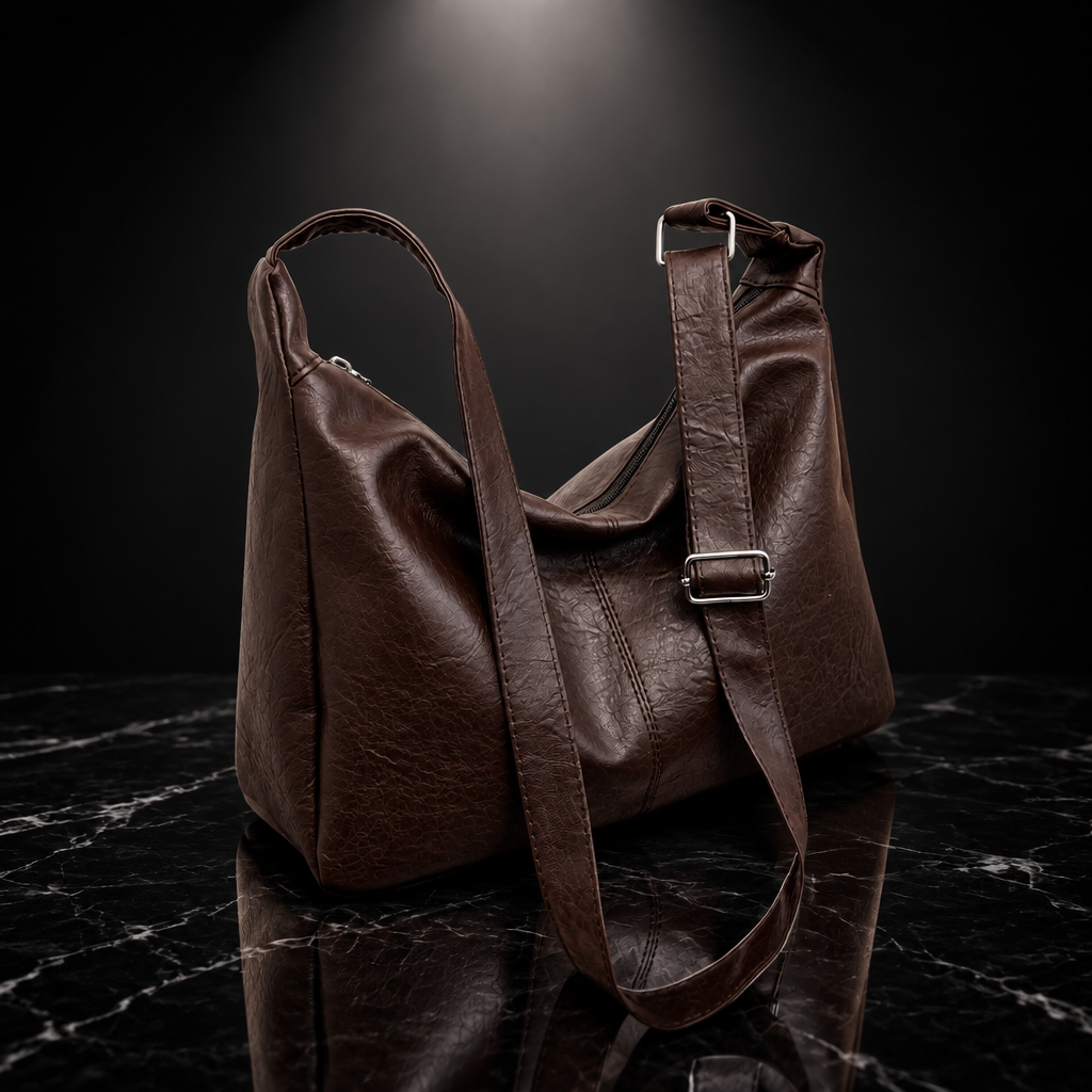 Faux Leather Vintage Commuter Tote Bag