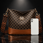 M Badge Multi-Pocket Faux-Leather Crossbody Bag