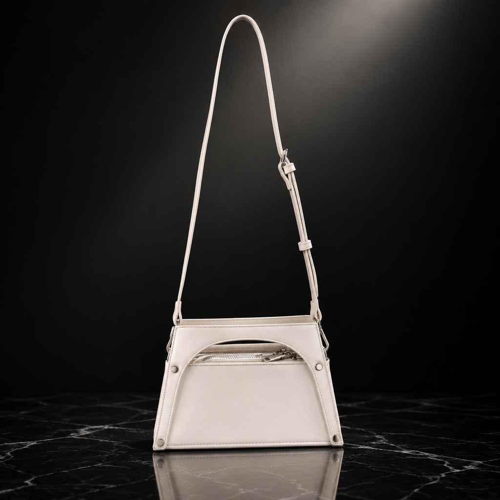 Metal-Frame Buckle Faux-Leather Top-Handle Bag
