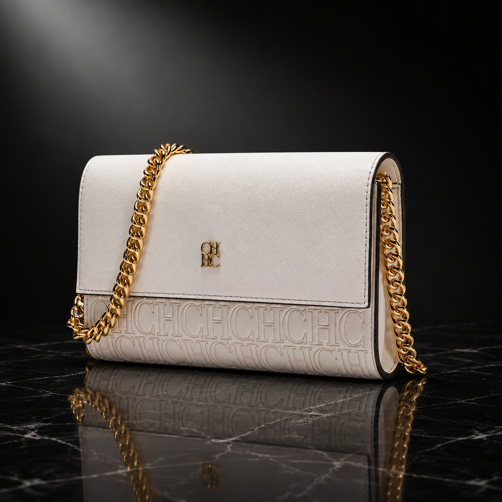 Faux Leather Chain-Strap Clutch Bag