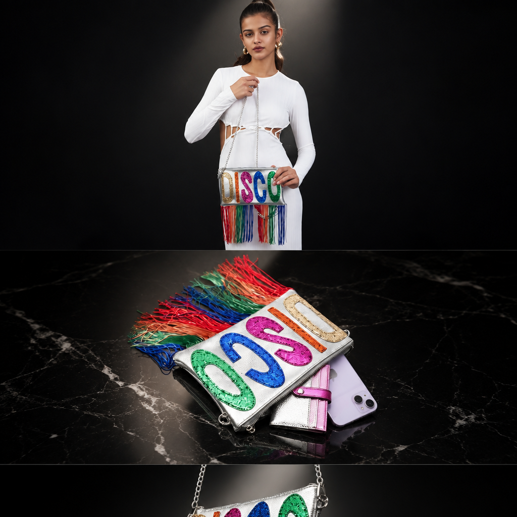 Retro Disco Metallic Clutch Bag