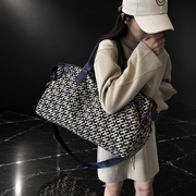 Letter-Print Oxford Carry-On Bag