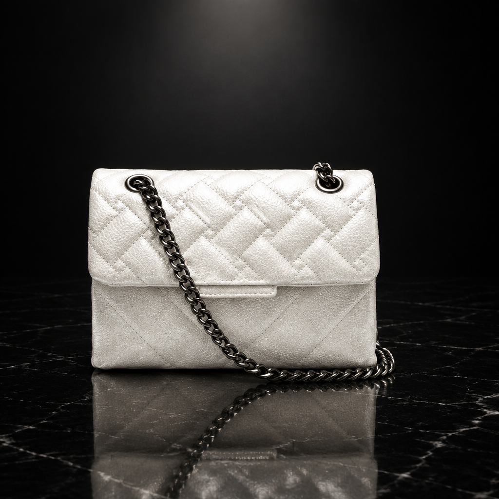 Quilted Metallic Flap Shoulder Bag