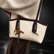 Tassel-Detail Vintage Faux-Leather Shoulder Bag
