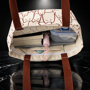 Canvas Cat Print Tote Bag with Zipper