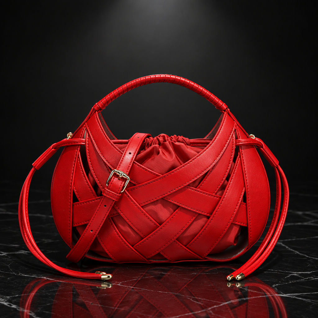 Faux-Leather Drawstring Handbag