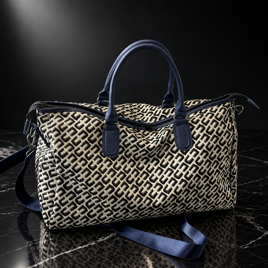 Letter-Print Oxford Carry-On Bag