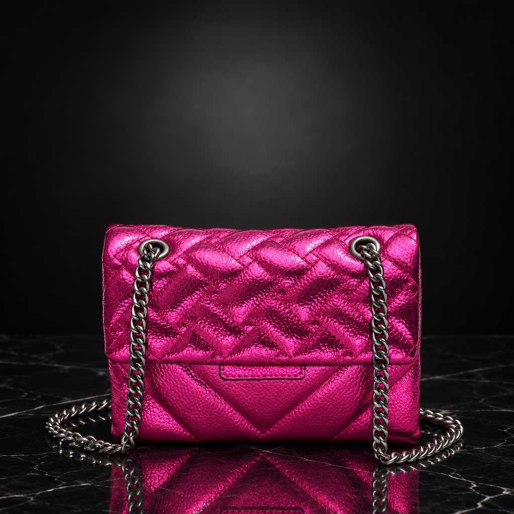 Quilted Metallic Flap Shoulder Bag