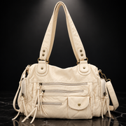 Rivet-Detail Washed-Finish Shoulder Bag