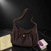 Plaid Drawstring Commuter Shoulder Bag