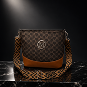 M Badge Multi-Pocket Faux-Leather Crossbody Bag