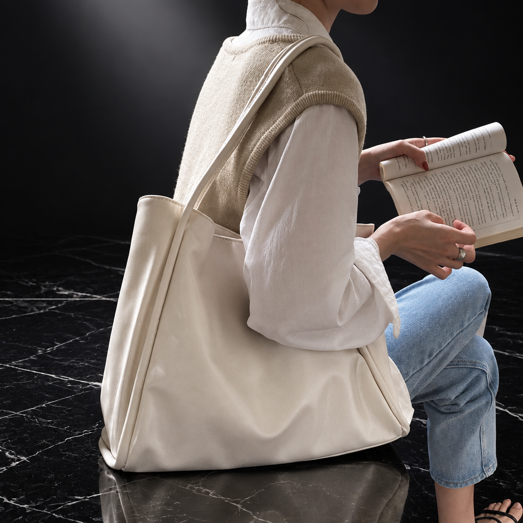 Open-Top Commuter Tote with Phone Pockets