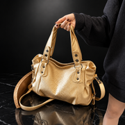 Textured Faux-Leather Convertible Bag with Zip Top