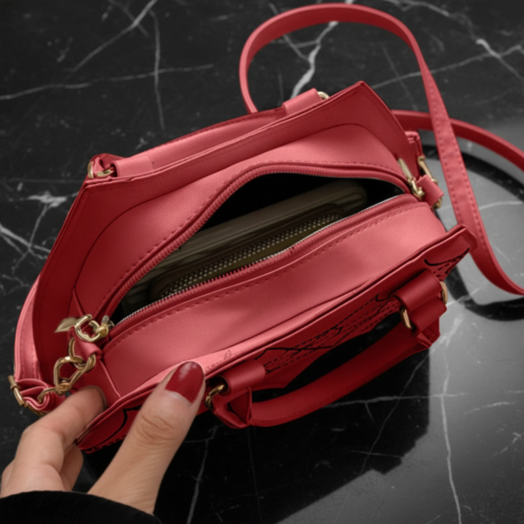 Matched Spider Web Saddle Bag interior