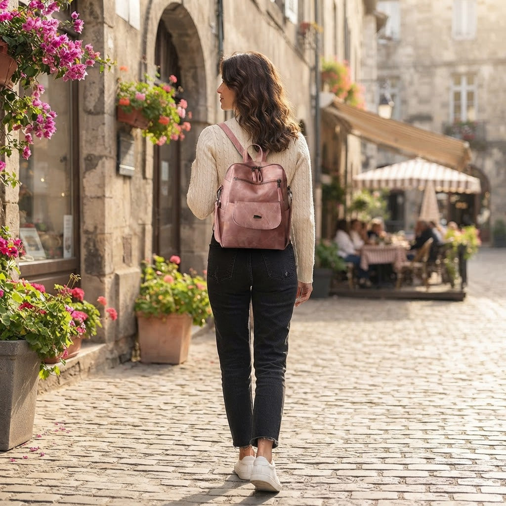 Marbled Faux Multi-Pocket Backpack Backpacks product image 12
