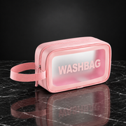 Pink Medium frosted travel wash bag