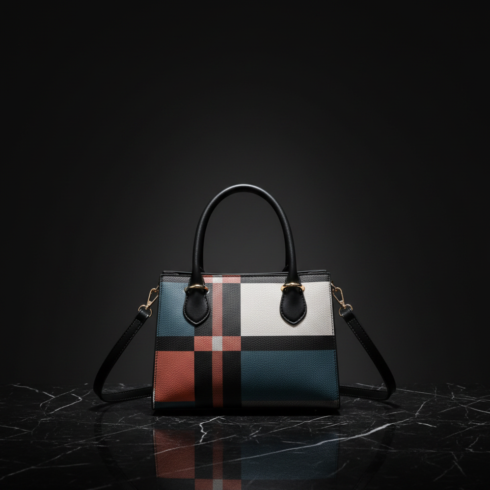 Plaid tote back view