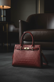 Red Scarlet Crocodile-Embossed Genuine Leather Bag Handbags product image 11