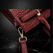 Red Scarlet Crocodile-Embossed Genuine Leather Bag