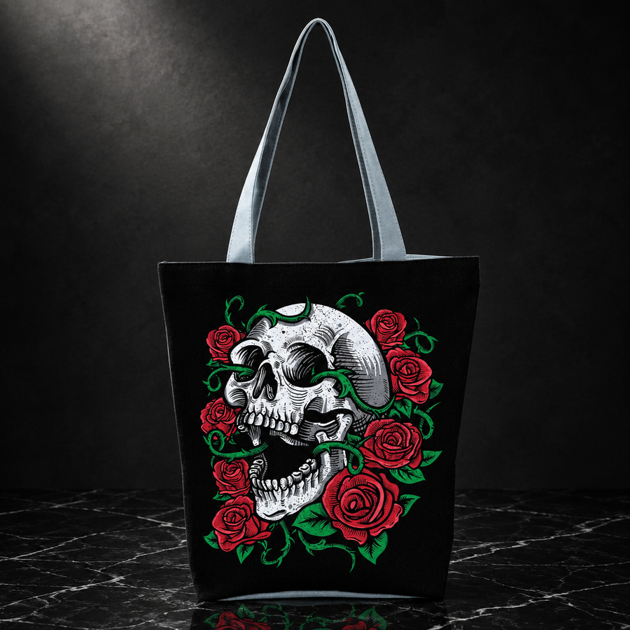 Multi-Design Skull Printed Tote Bag