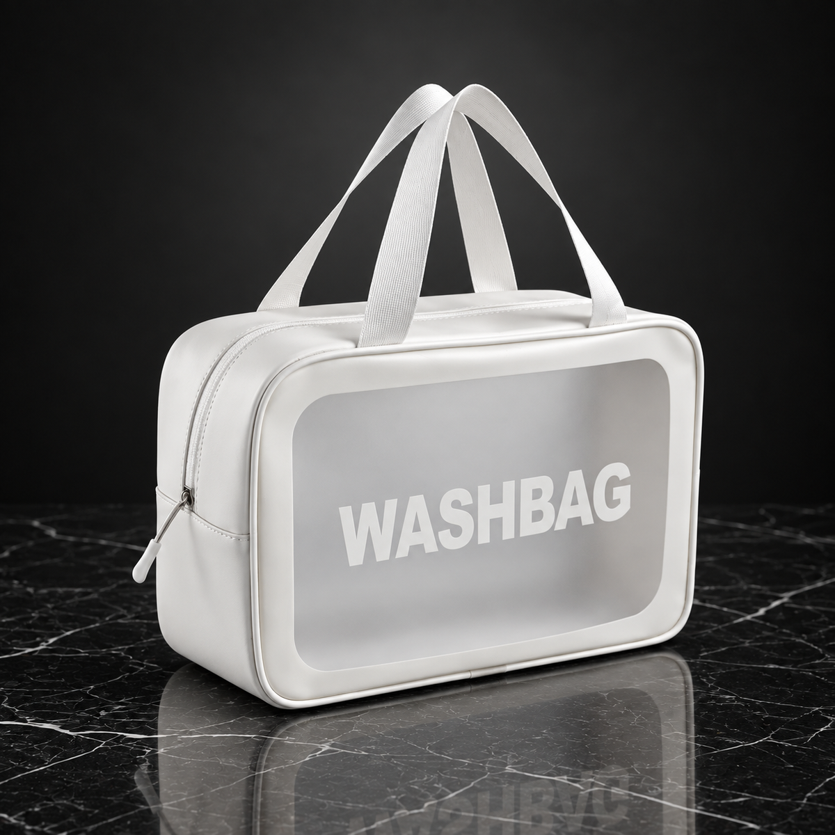 White Large frosted travel wash bag