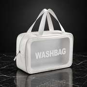 White Large frosted travel wash bag