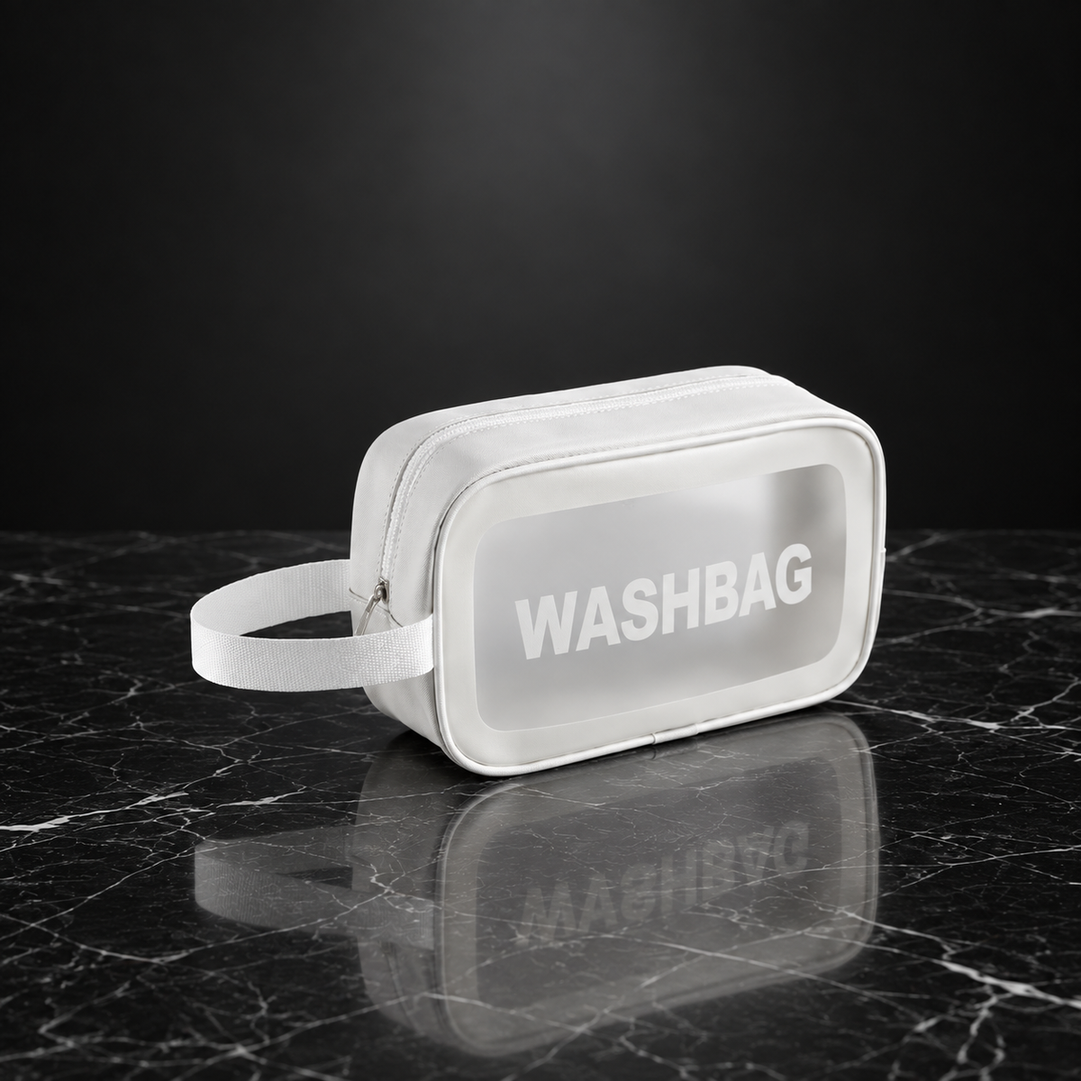 White Small frosted travel wash bag